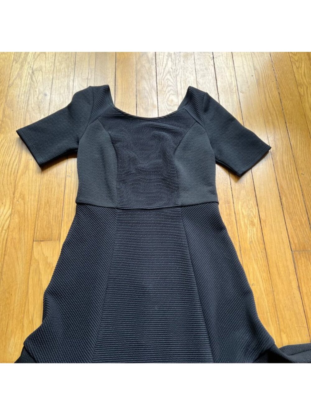 Anthropologie HD In Paris Size 2 Black Marcelline Textured Flounce Sheath Dress - Picture 7 of 16